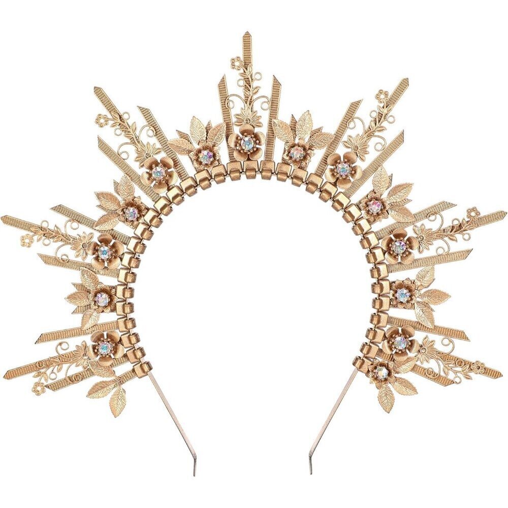 Gold Halo Crown Headpiece Plastic Sunburst Sun Goddess Cosplay Accessory